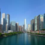 El rio Chicago ahora alberga humedales flotantes de 3000 pies